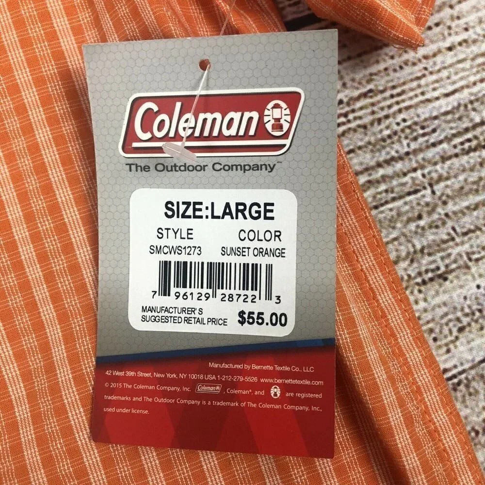 Coleman Guide Shirt Mens Large Orange Plaid Button Front - Picture 8 of 8
